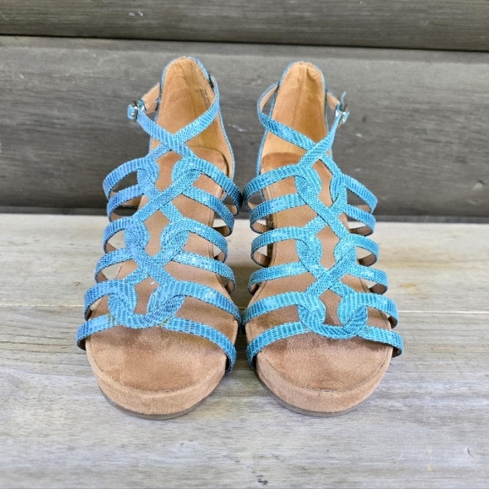 AEROSOLES Great Plush Coastal Boho Luxe Caged Comfort Cork Wedge Sandals 7M - Picture 9 of 16